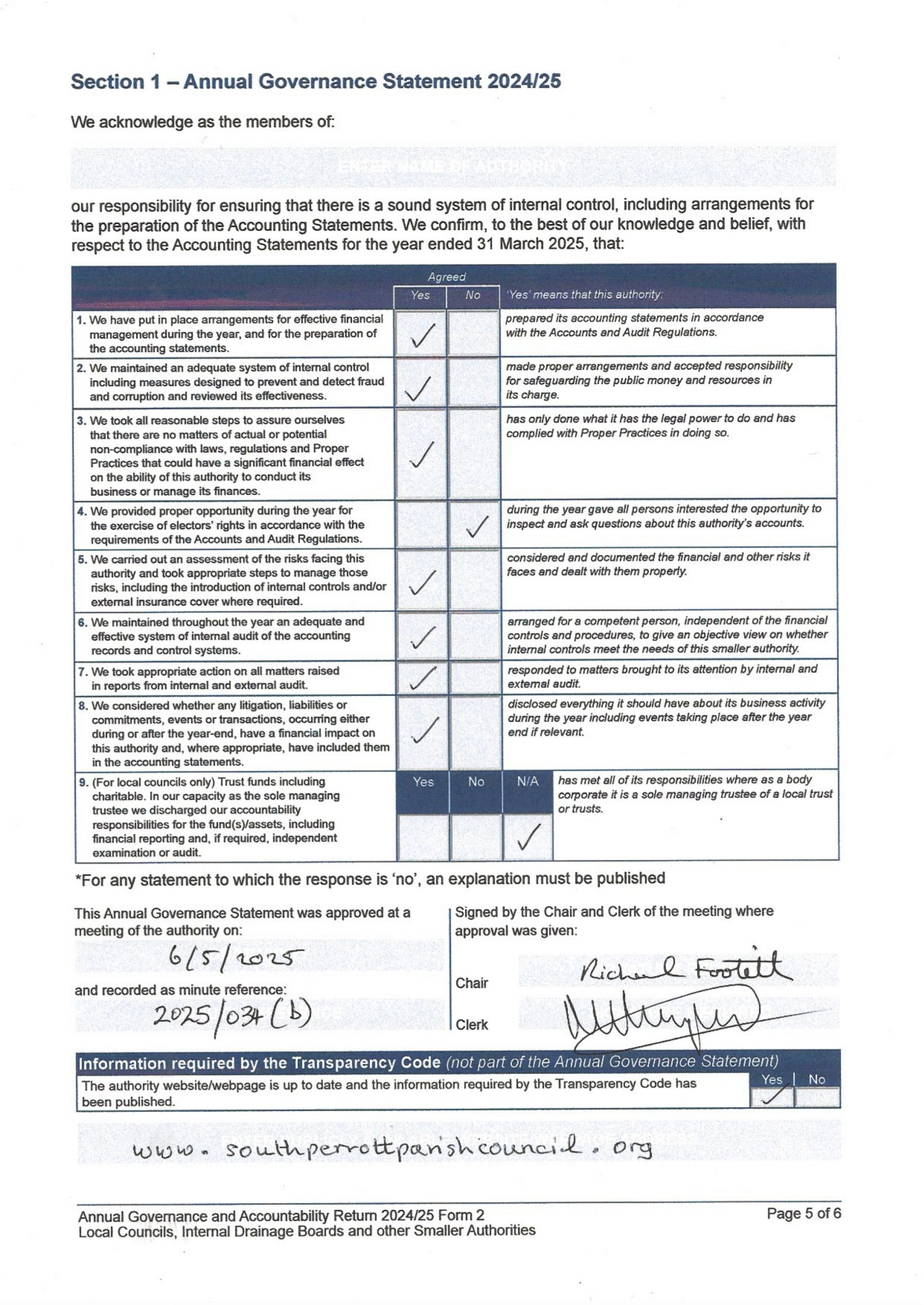 Annual Governance Statement 2024-25